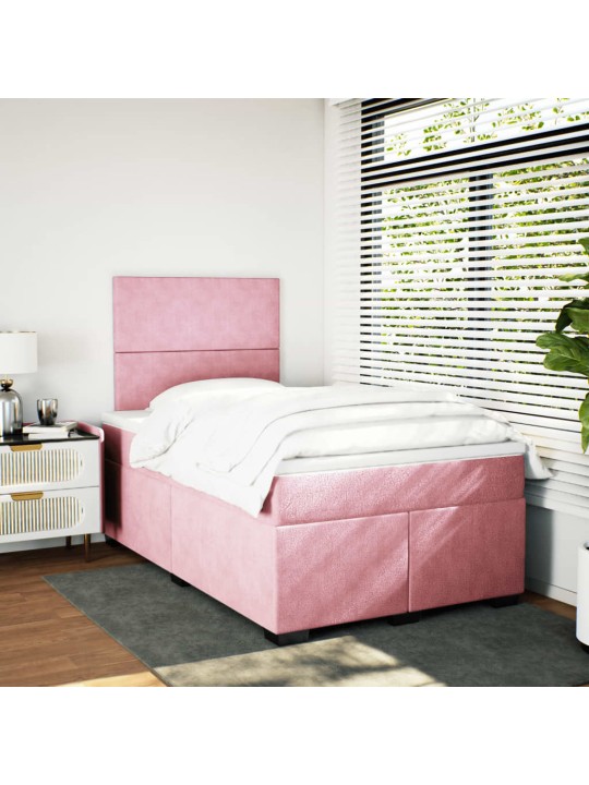 Box spring postel s matrací růžová 120 x 200 cm samet