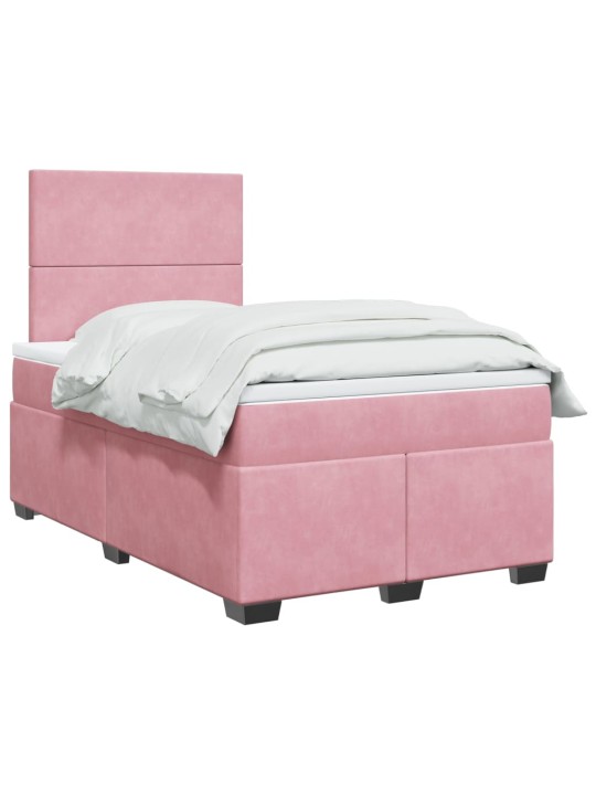 Box spring postel s matrací růžová 120 x 200 cm samet