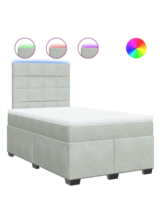 Box spring postel s matrací světle šedá 120 x 200 cm samet
