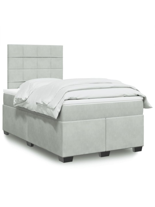 Box spring postel s matrací světle šedá 120 x 200 cm samet