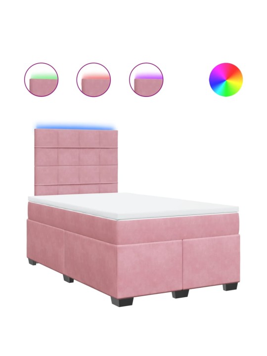 Box spring postel s matrací růžová 120 x 200 cm samet