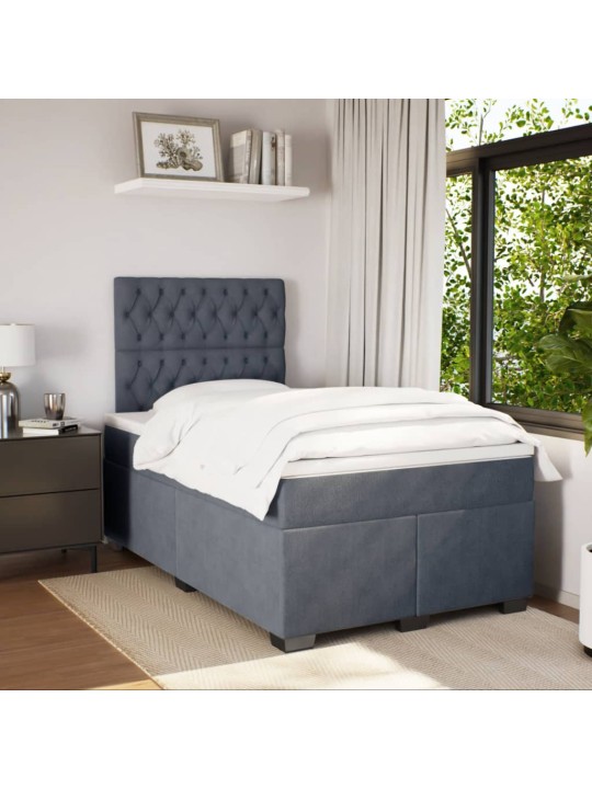 Box spring postel s matrací tmavě šedá 120 x 200 cm samet