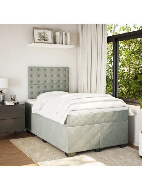 Box spring postel s matrací světle šedá 120 x 200 cm samet