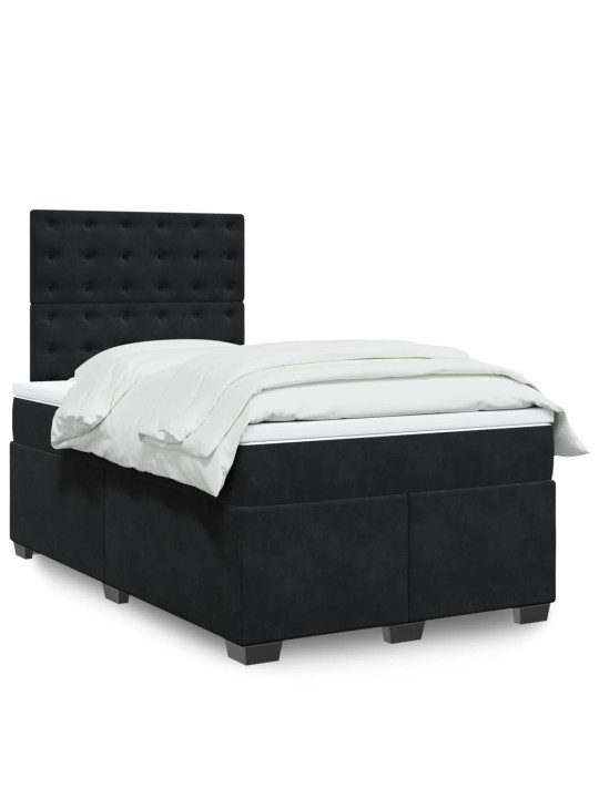 Box spring postel s matrací černá 120 x 200 cm samet