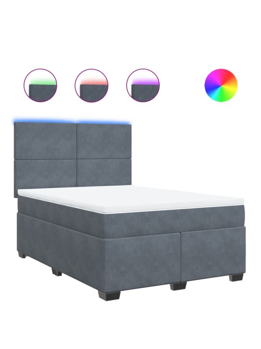 Box spring postel s matrací tmavě šedý 140 x 190 cm samet