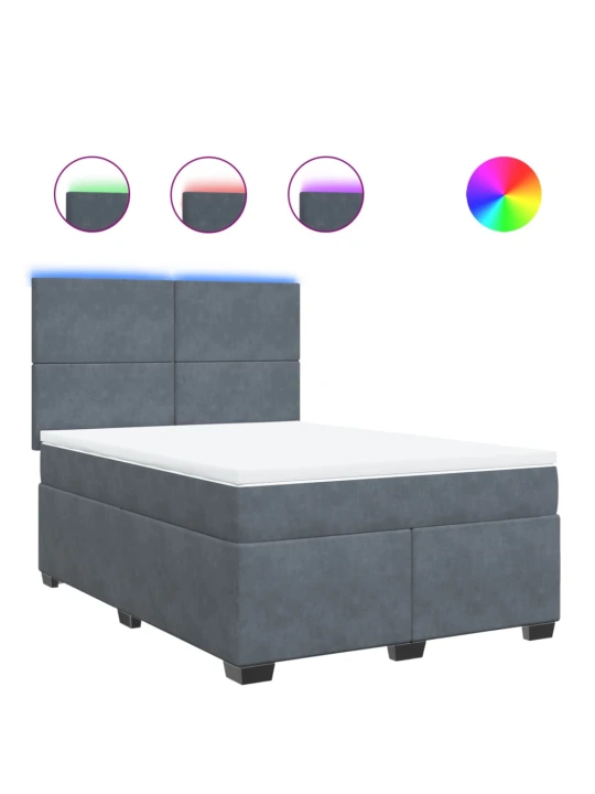Box spring postel s matrací tmavě šedý 140 x 190 cm samet