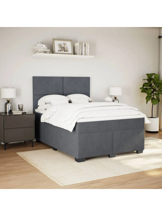 Box spring postel s matrací tmavě šedý 140 x 190 cm samet