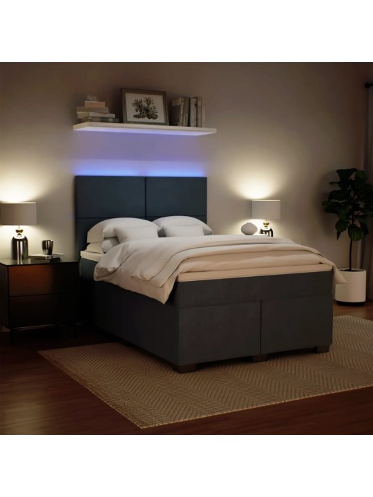 Box spring postel s matrací tmavě šedý 140 x 190 cm samet