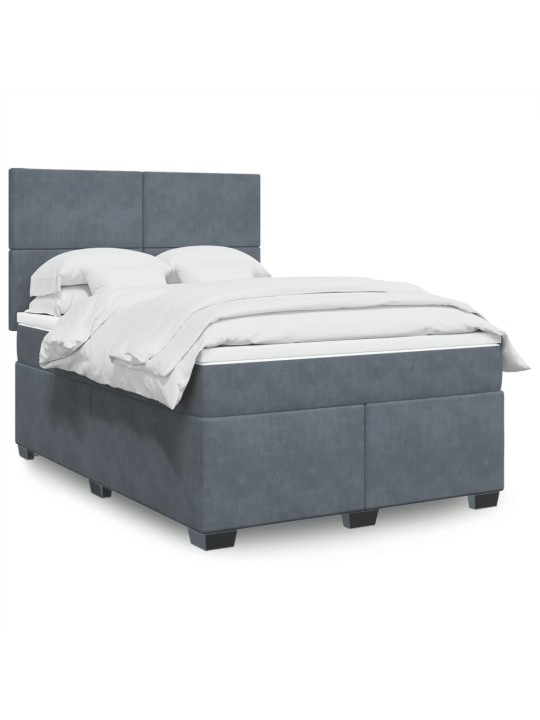 Box spring postel s matrací tmavě šedý 140 x 190 cm samet
