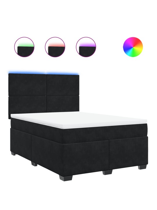 Box spring postel s matrací černá 140 x 190 cm samet