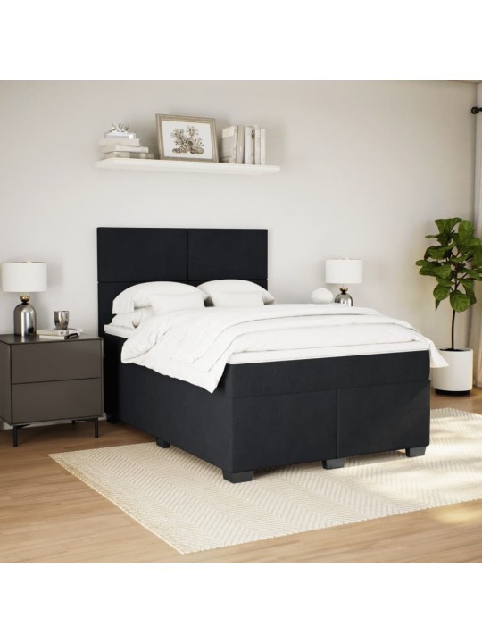 Box spring postel s matrací černá 140 x 190 cm samet