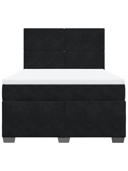 Box spring postel s matrací černá 140 x 190 cm samet