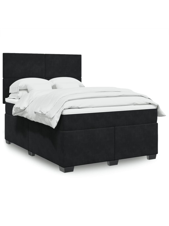Box spring postel s matrací černá 140 x 190 cm samet