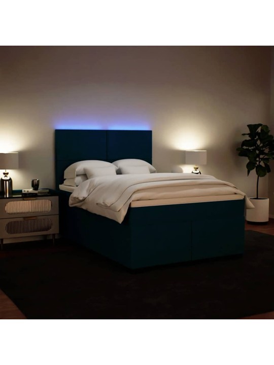 Box spring postel s matrací modrá 140 x 190 cm samet