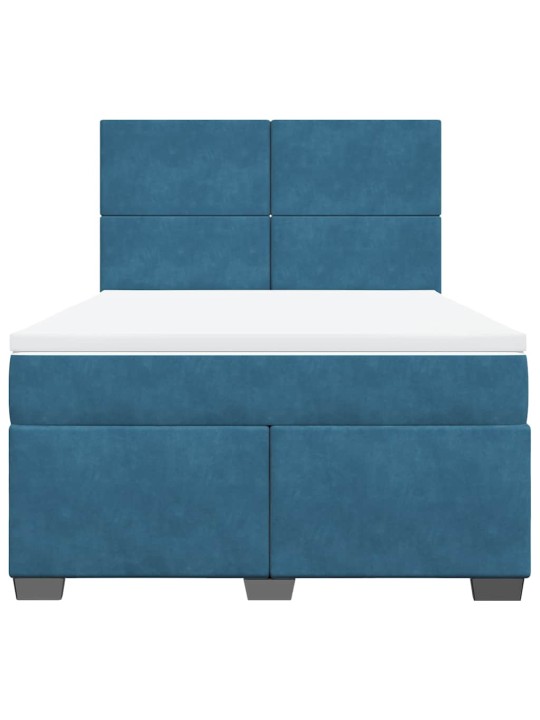 Box spring postel s matrací modrá 140 x 190 cm samet