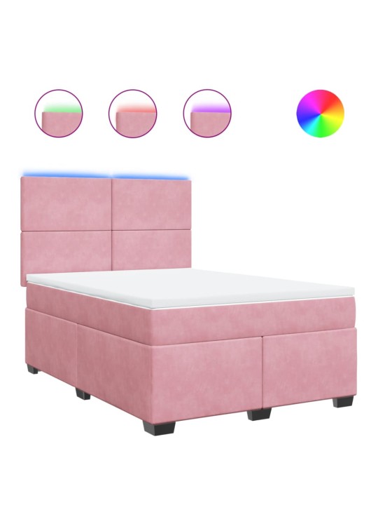 Box spring postel s matrací růžová 140x190 cm samet