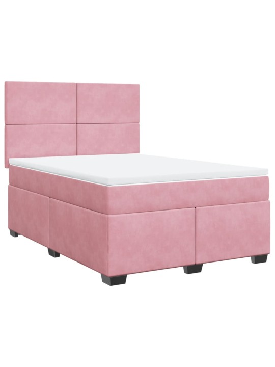 Box spring postel s matrací růžová 140x190 cm samet