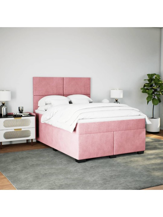 Box spring postel s matrací růžová 140x190 cm samet