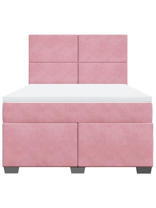 Box spring postel s matrací růžová 140x190 cm samet