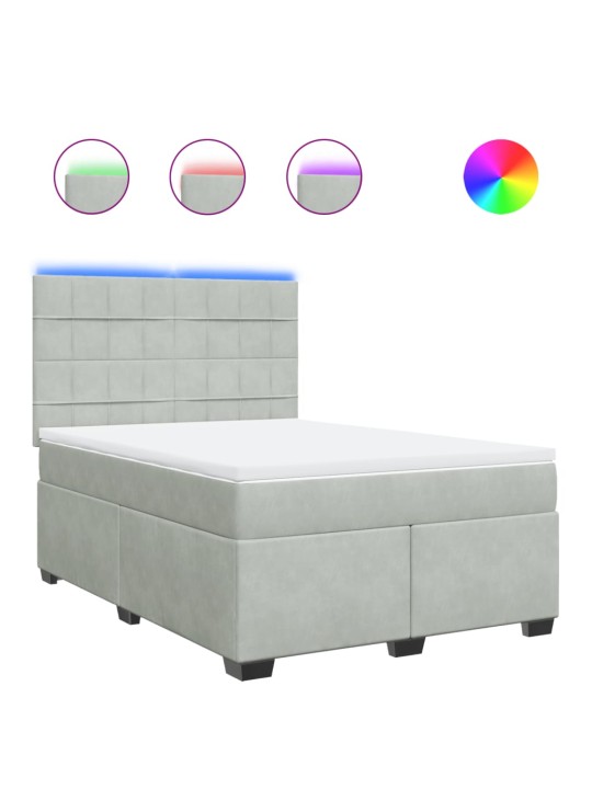 Box spring postel s matrací světle šedá 140x190 cm samet