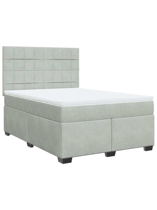 Box spring postel s matrací světle šedá 140x190 cm samet