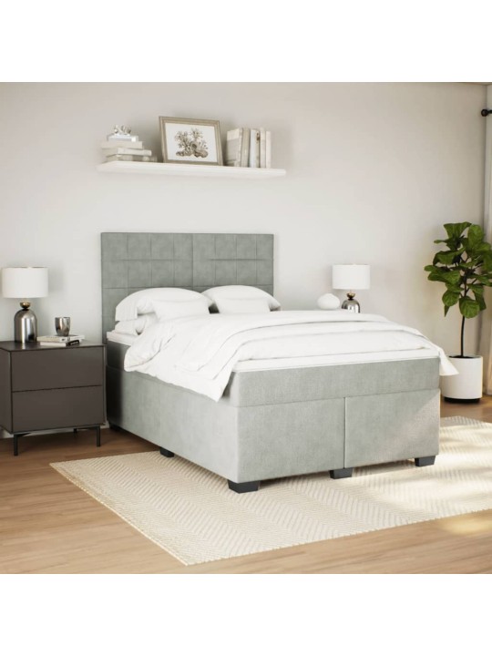 Box spring postel s matrací světle šedá 140x190 cm samet