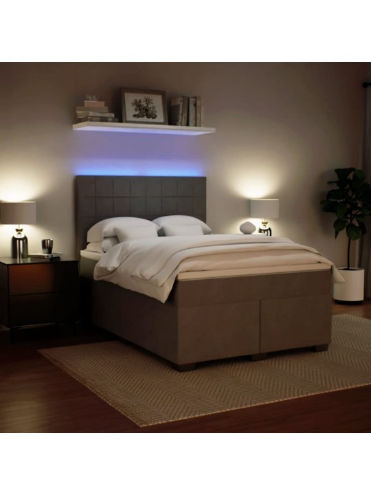 Box spring postel s matrací světle šedá 140x190 cm samet