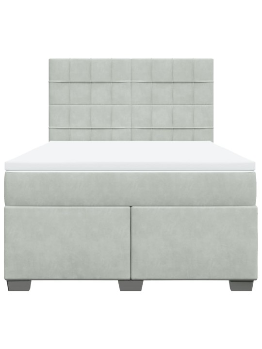 Box spring postel s matrací světle šedá 140x190 cm samet