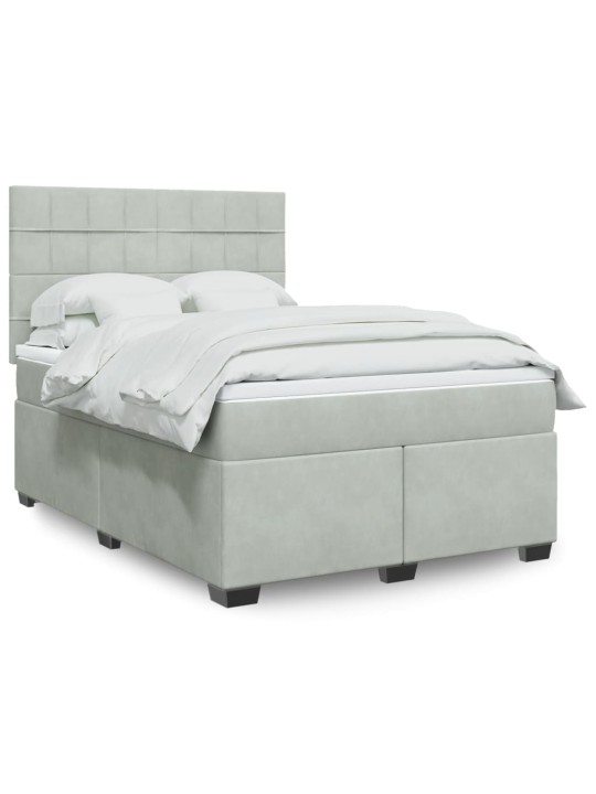 Box spring postel s matrací světle šedá 140x190 cm samet
