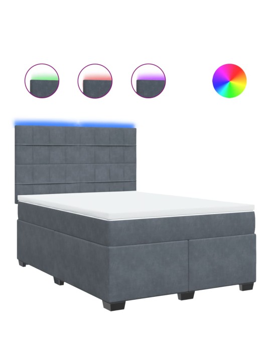 Box spring postel s matrací tmavě šedý 140 x 190 cm samet
