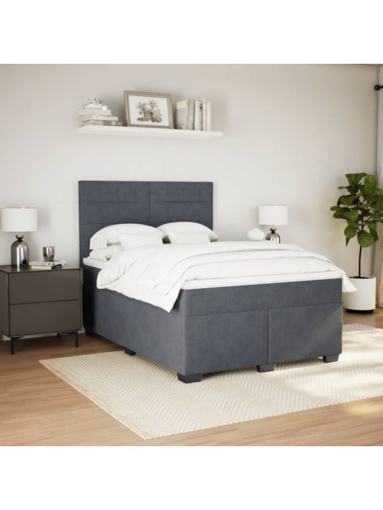 Box spring postel s matrací tmavě šedý 140 x 190 cm samet