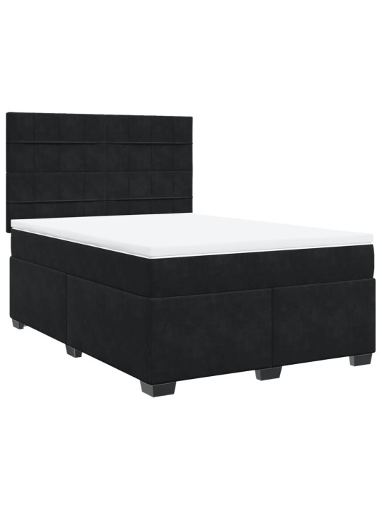 Box spring postel s matrací černá 140 x 190 cm samet