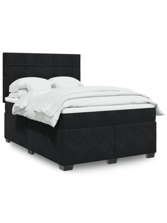 Box spring postel s matrací černá 140 x 190 cm samet