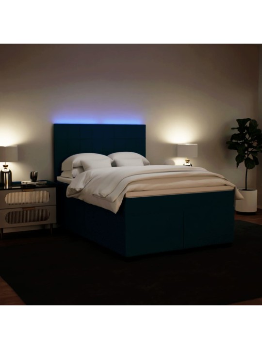 Box spring postel s matrací modrá 140 x 190 cm samet