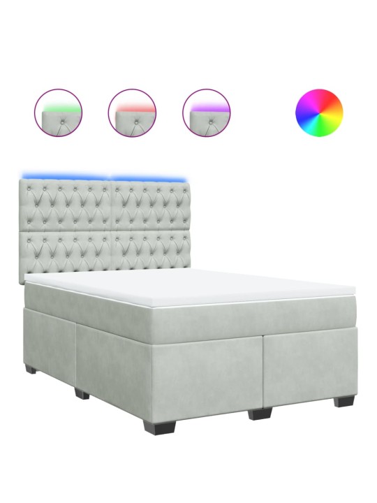 Box spring postel s matrací světle šedá 140x190 cm samet