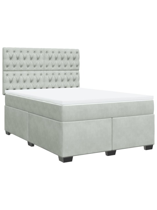 Box spring postel s matrací světle šedá 140x190 cm samet