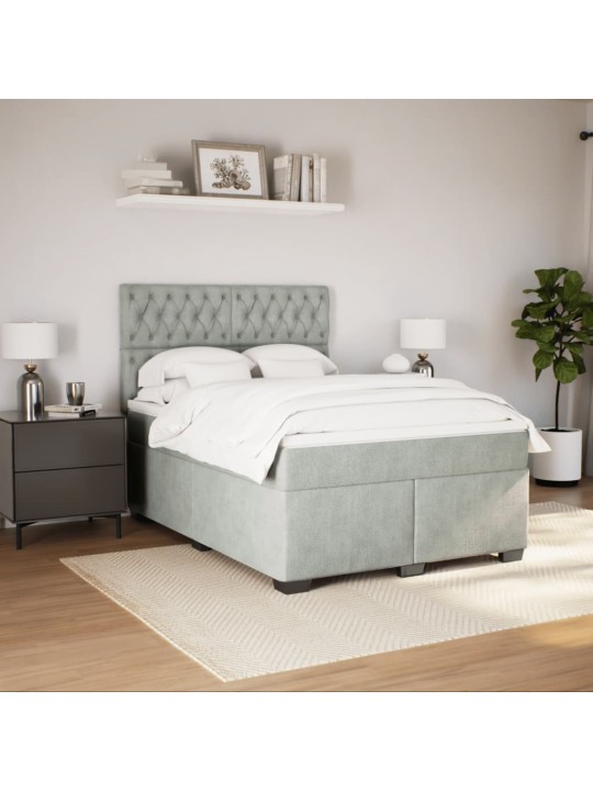 Box spring postel s matrací světle šedá 140x190 cm samet