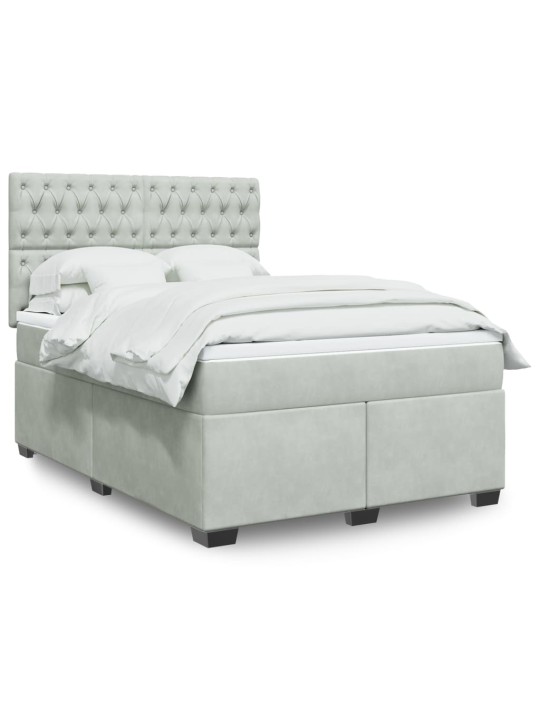 Box spring postel s matrací světle šedá 140x190 cm samet