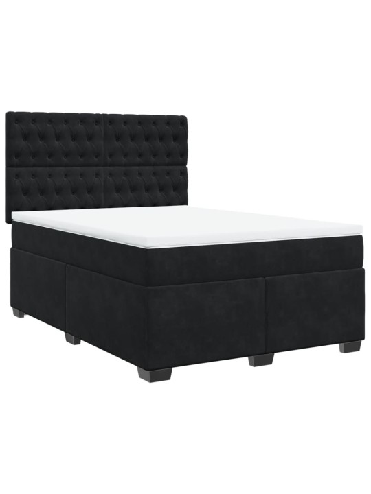Box spring postel s matrací černá 140 x 190 cm samet