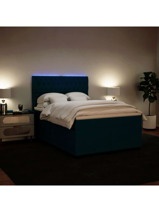 Box spring postel s matrací modrá 140 x 190 cm samet