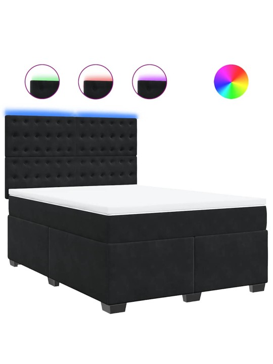 Box spring postel s matrací černá 140 x 190 cm samet