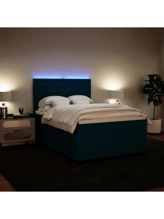 Box spring postel s matrací modrá 140 x 190 cm samet