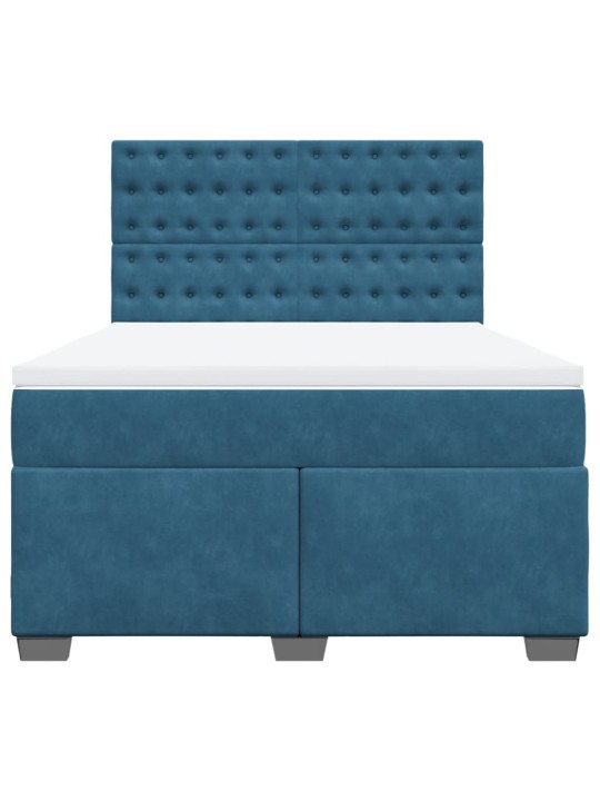 Box spring postel s matrací modrá 140 x 190 cm samet