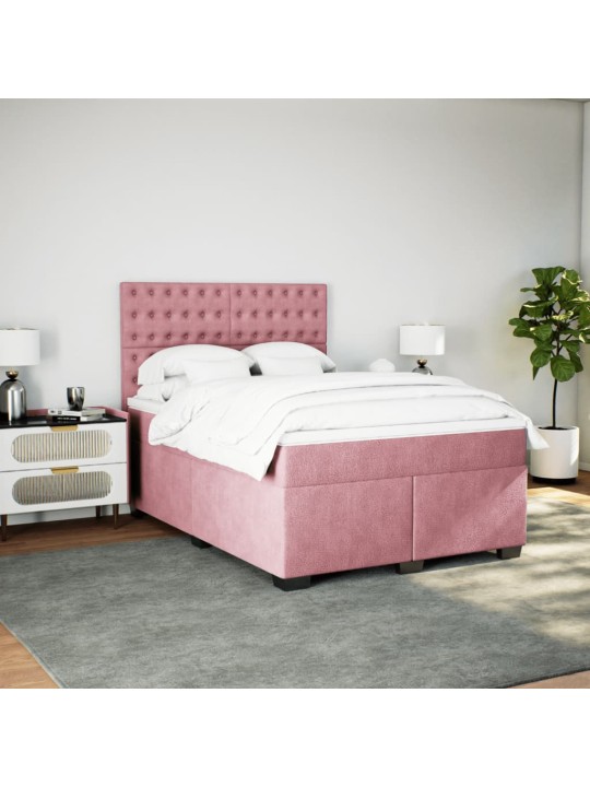 Box spring postel s matrací růžová 140x190 cm samet