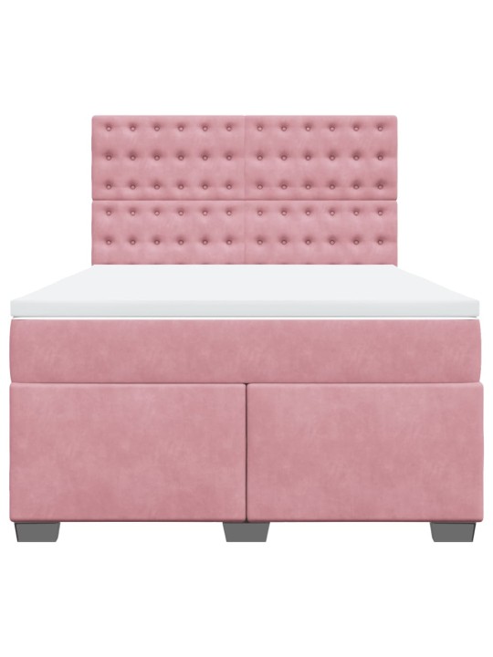 Box spring postel s matrací růžová 140x190 cm samet