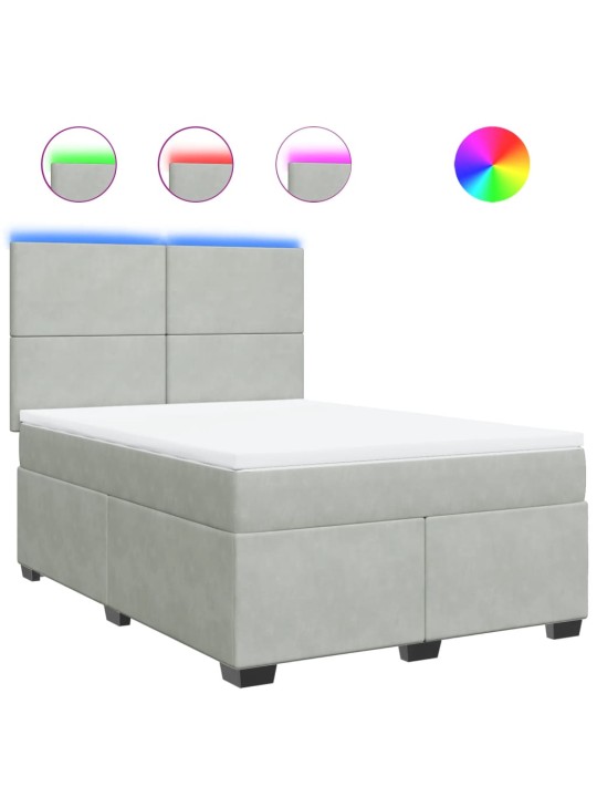 Box spring postel s matrací světle šedá 140x200 cm samet