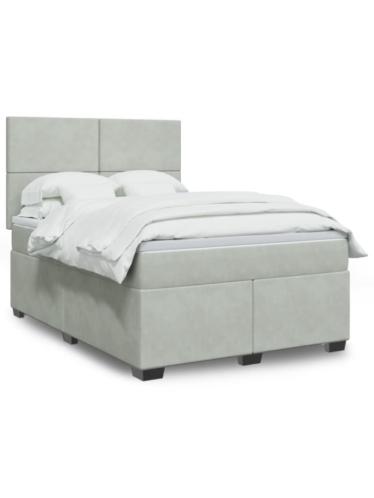 Box spring postel s matrací světle šedá 140x200 cm samet