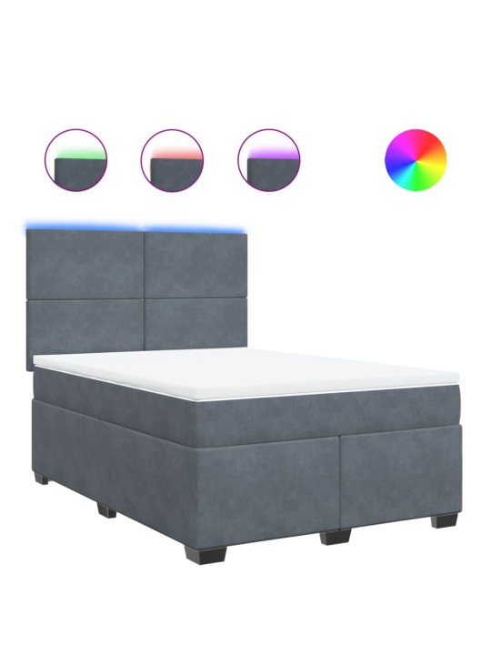 Box spring postel s matrací tmavě šedá 140x200 cm samet