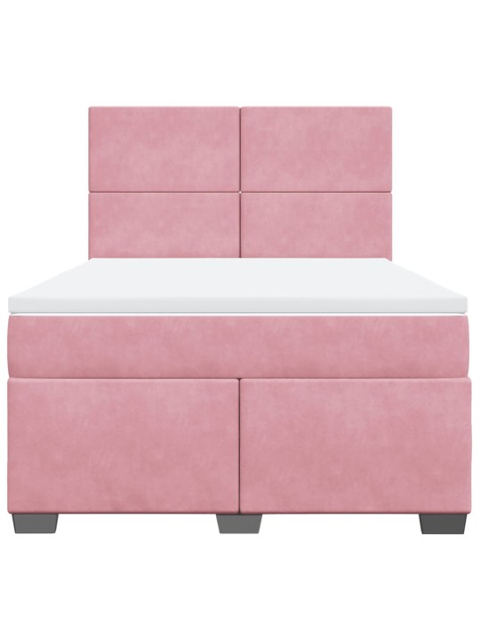 Box spring postel s matrací růžová 140x200 cm samet