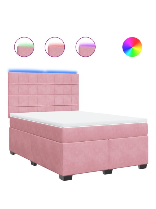Box spring postel s matrací růžová 140x200 cm samet